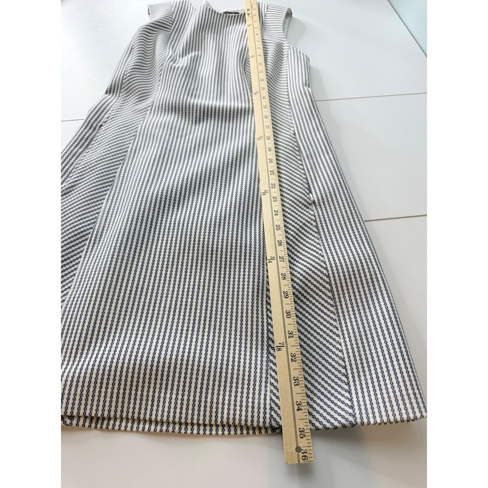 Theory Helaina Sayre Stripe Dress Women 6 Navy Blue White Wool Blend Sleeveless - Picture 10 of 10